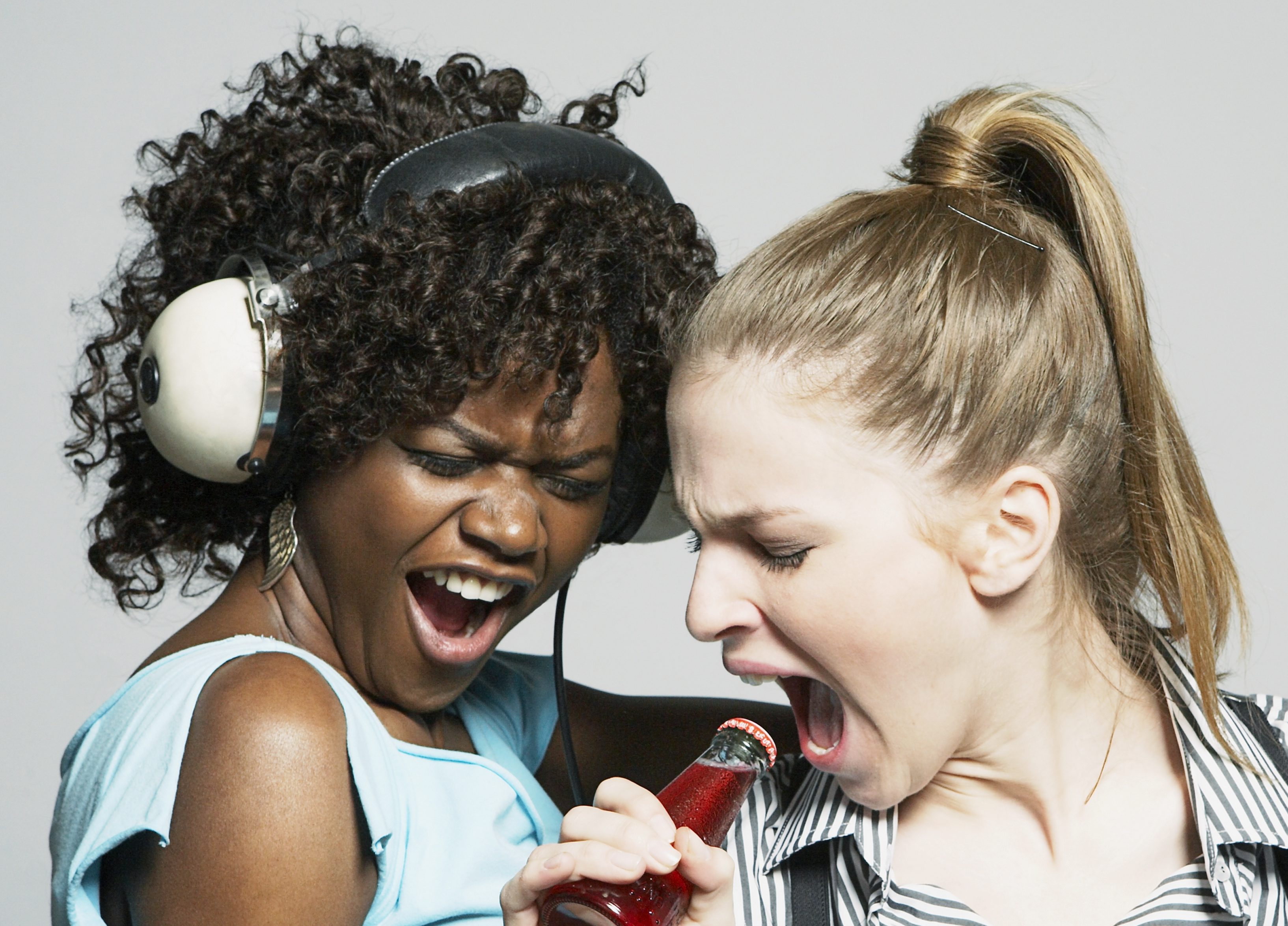 Two young women singing