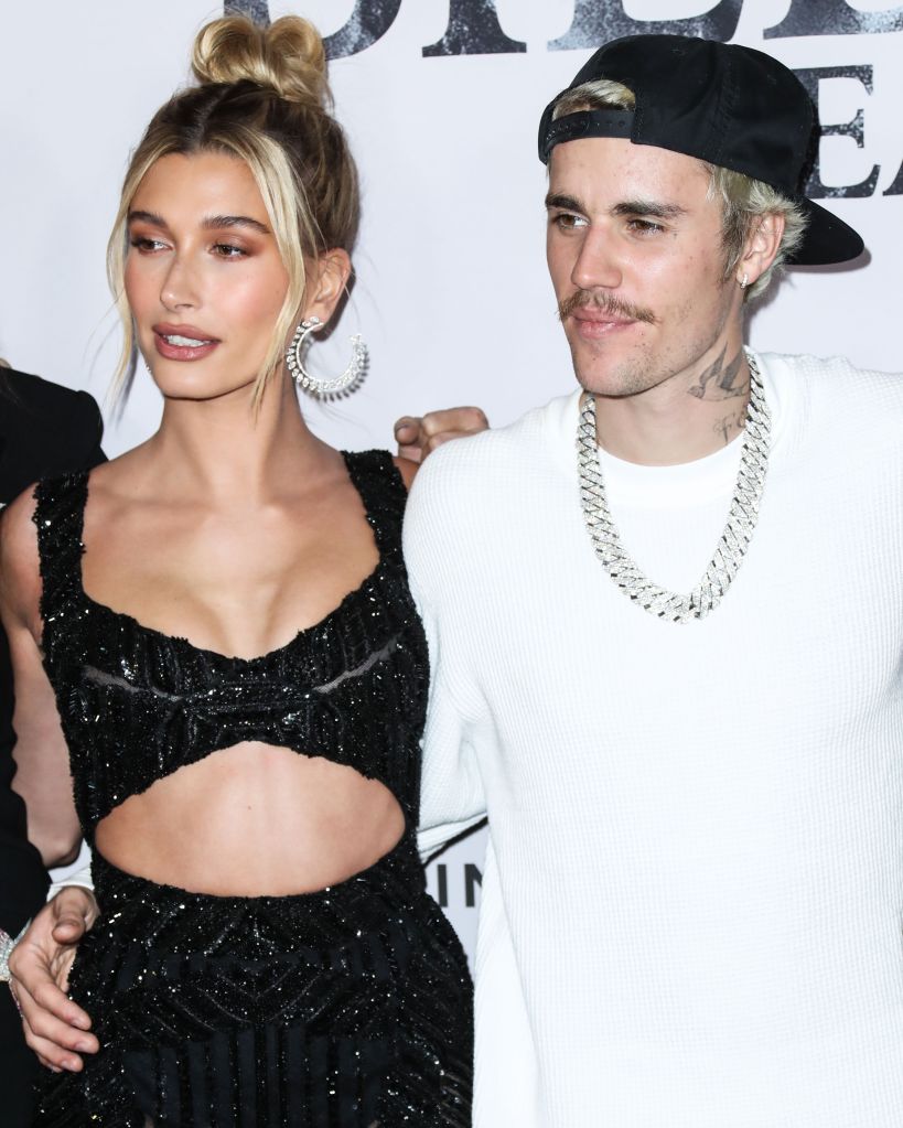 Hailey Rhode Baldwin Bieber and Justin Bieber arrive at the Los Angeles Premiere Of YouTube Originals' 'Justin Bieber: Seasons' held at the Regency Bruin Theatre on January 27, 2020 in Westwood, Los Angeles, California, United States.