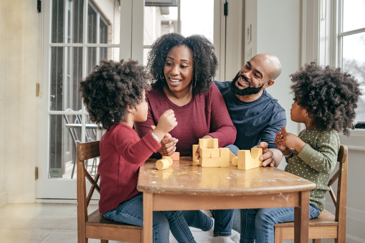 Family with two kids on holidays